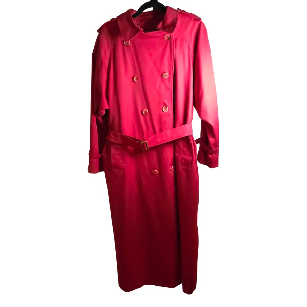 Burberry Long Heritage Trench Coat Red Wool Lined‎ Women's 4 Petite
